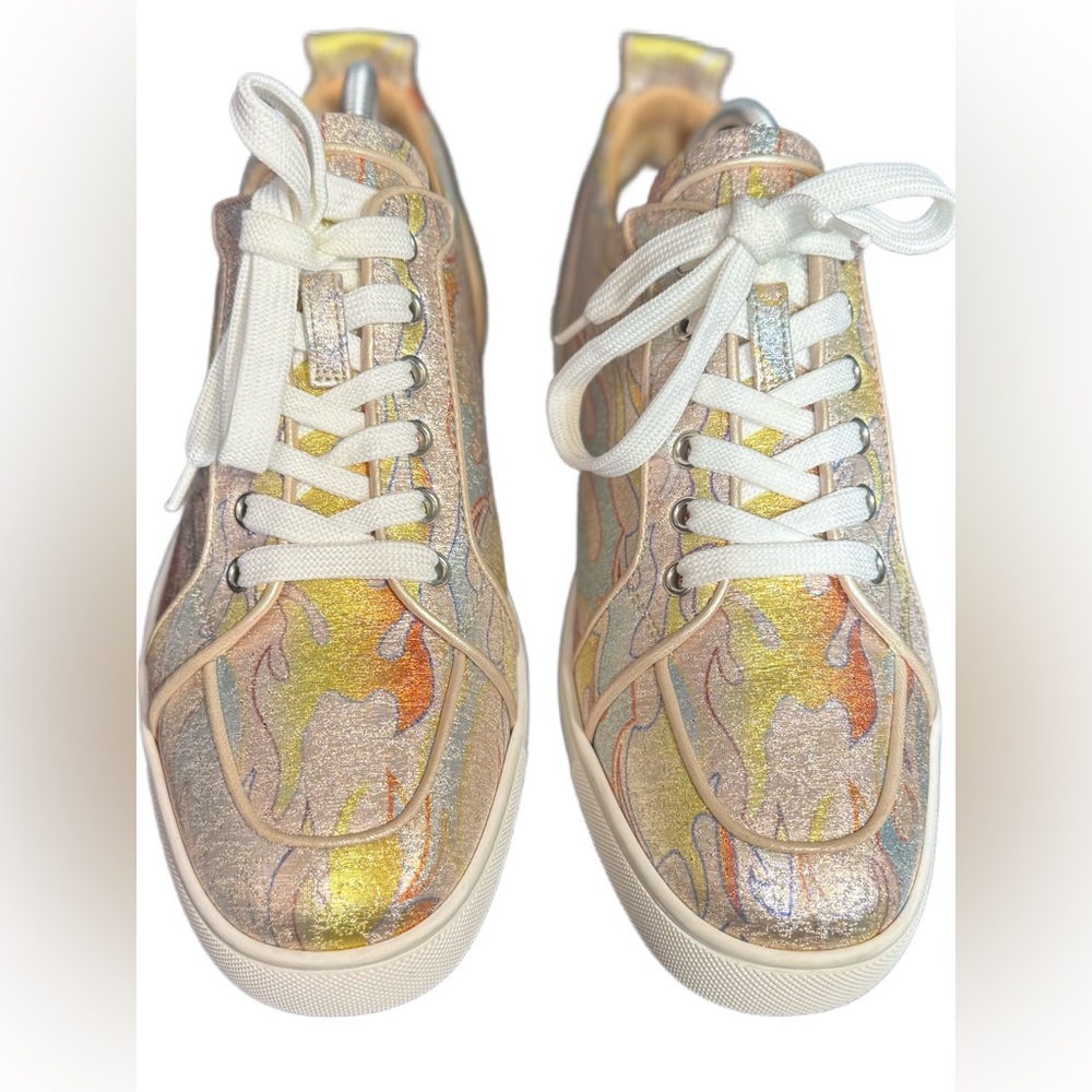 Christian Louboutin Rantulow Orlato Metalllic Lurex Flame Sneakers Size 41